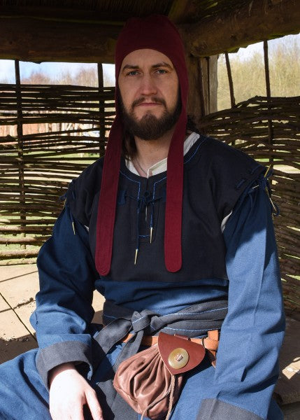 Mittelalter Tunika Bent mit abnehmbaren Ärmeln, blau/dunkelblau