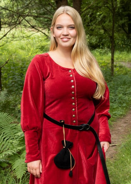 Cotehardie Isabell aus Samt, Mittelalterkleid, rot