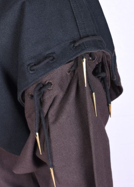 Mittelalter Tunika Bent mit abnehmbaren Ärmeln, braun/schwarz