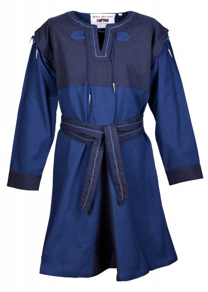 Mittelalter Tunika Bent mit abnehmbaren Ärmeln, blau/dunkelblau