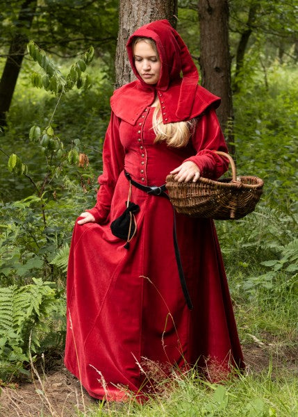 Cotehardie Isabell aus Samt, Mittelalterkleid, rot