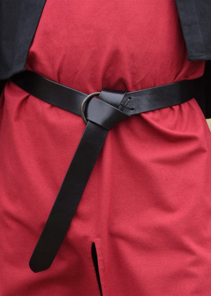 Mittelalter-Ledergürtel m. Messingring 150 cm, braun od. schwarz