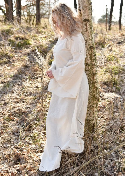 Mittelalter-Unterkleid Burglinde mit Trompetenärmeln, natur