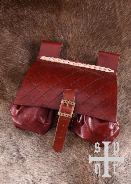 Mittelalterliche Ledertasche, 14. Jahrhundert, verschied. Farben