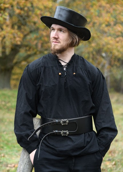 Piratengürtel aus Leder mit zwei Schnallen, versch. Farben