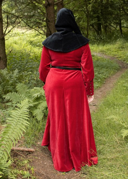 Cotehardie Isabell aus Samt, Mittelalterkleid, rot