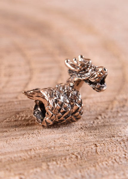Wikinger Bartschmuck / Bartperle, Kleiner Drache aus Bronze