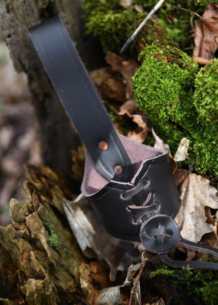 Gürtelhalter aus Leder für 0,2l und 0,3l -Trinkhörner, braun