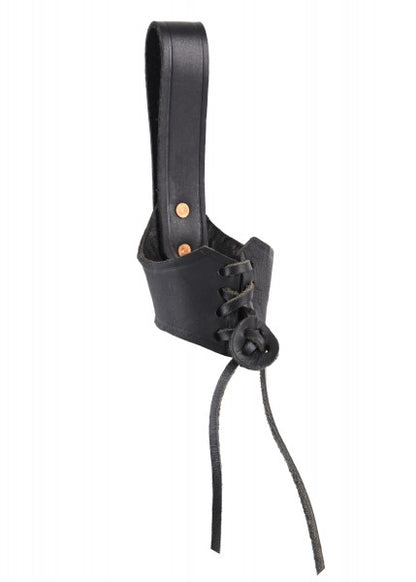 Gürtelhalter aus Leder für 0,2l und 0,3l Trinkhörner, schwarz