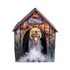 Gruselige Halloween Hundehütte mit animiertem Hund – ideal für Deko draußen