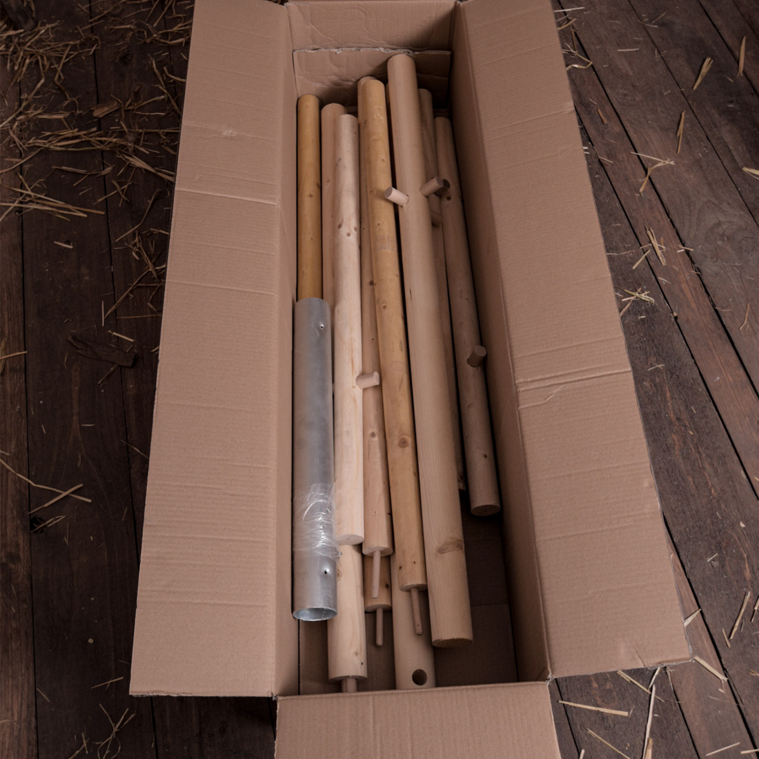 Holzstangen-Paket für Ritterzelt Herwald, 6 m