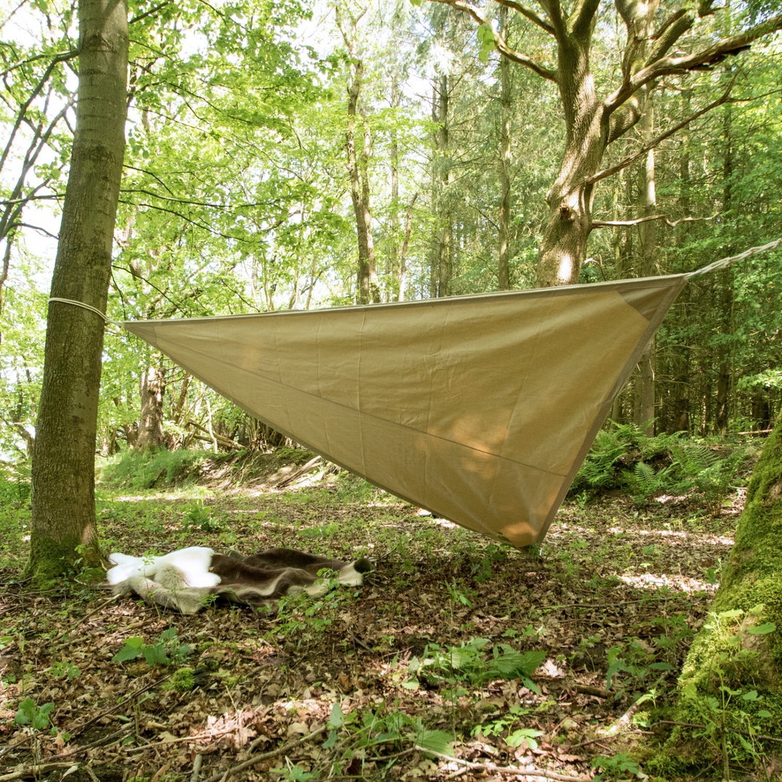Dreieck-Lagerplane / Sonnensegel mit Schlaufen, 250g/m², naturfarben