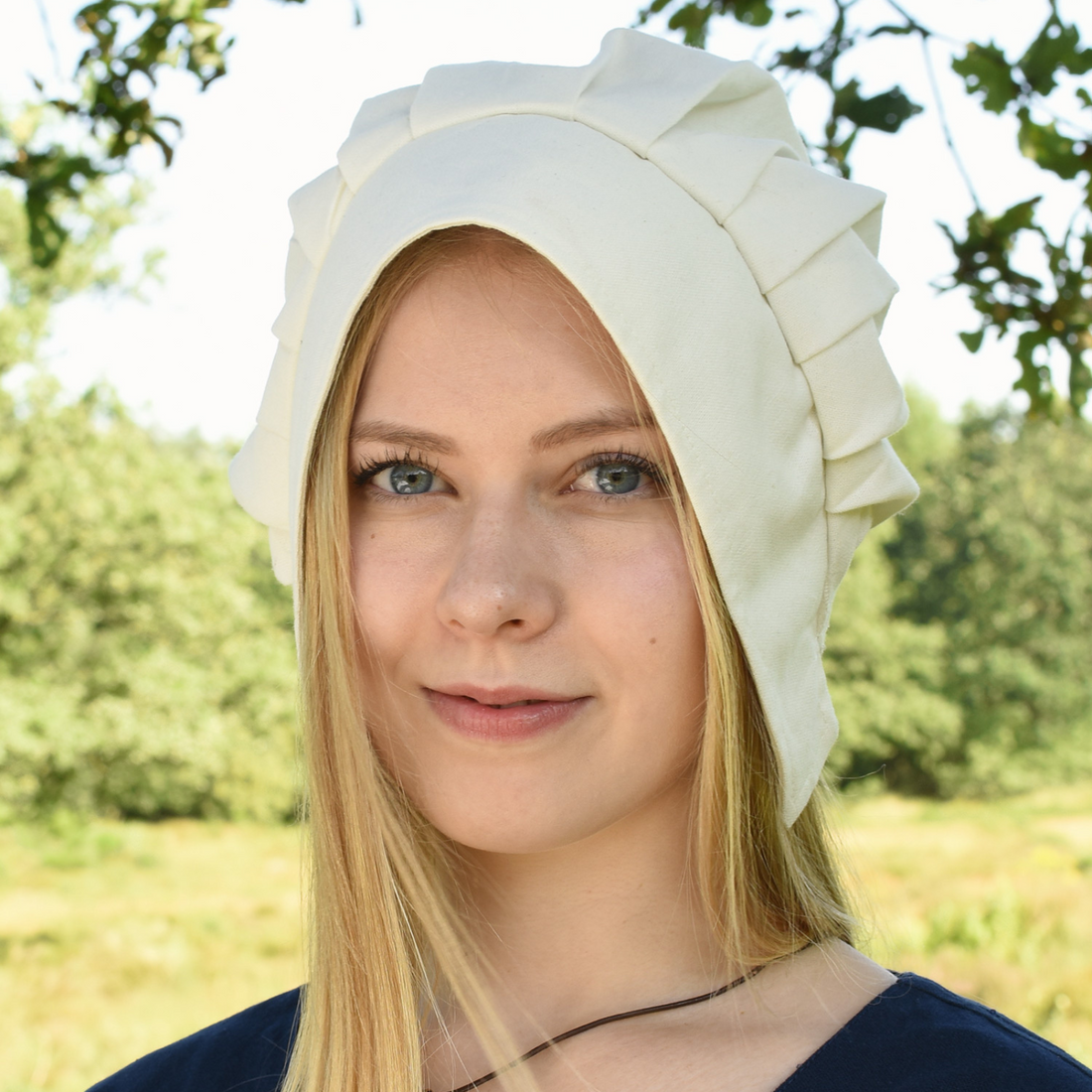 Mittelalter Haube mit gelegten Falten, verschiedene Farben
