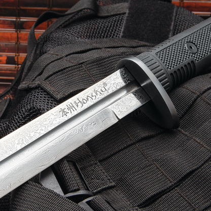 Honshu Boshin Double Edge Schwert mit Scheide, Dunkler Damast (scharf)