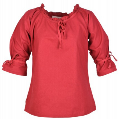 Mittelalter Bluse Birga mit 3/4 Arm, rot