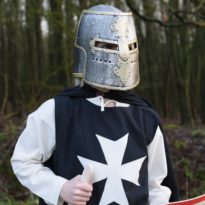 Kinder Ritter-Topfhelm mit Klappvisier aus Kunststoff