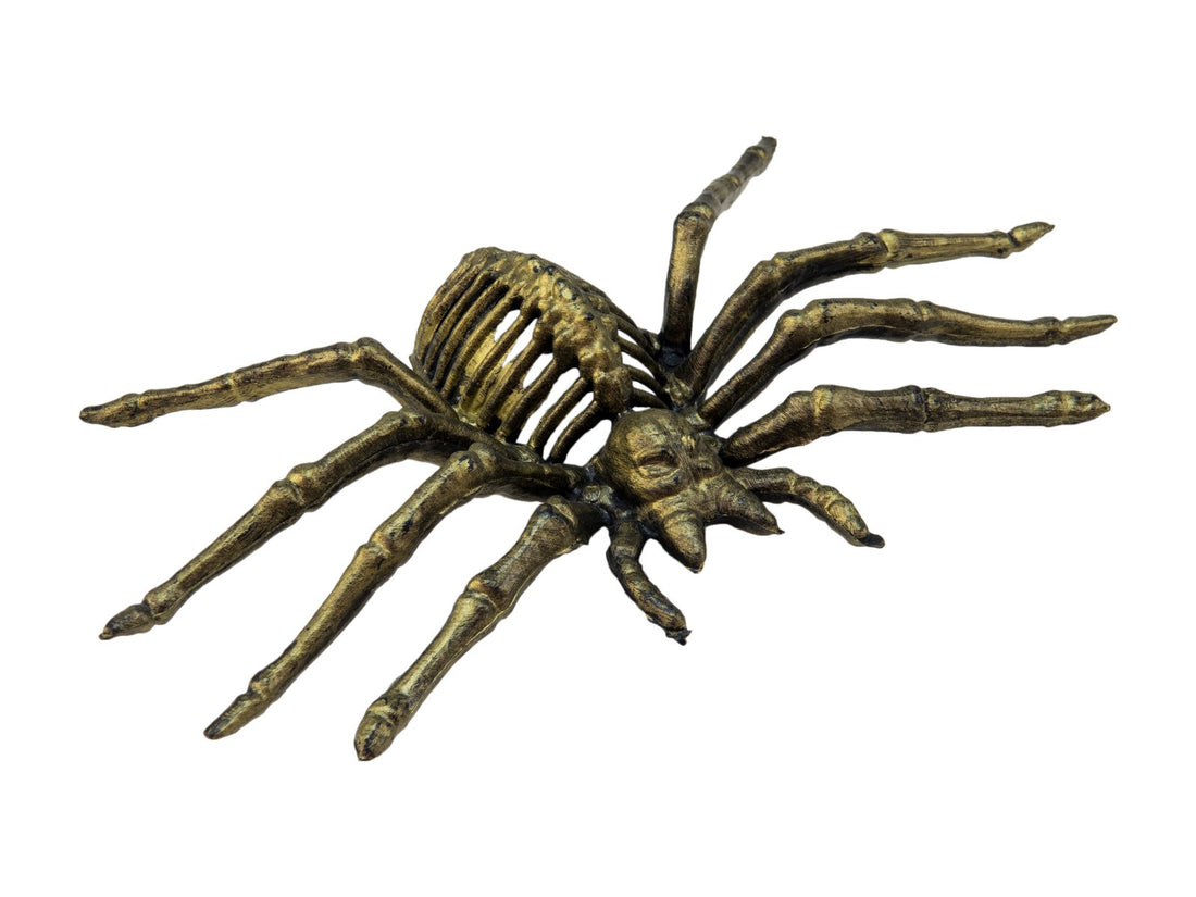 EUROPALMS Skelett-Spinne in Gold – Halloween Dekofigur 11 cm
