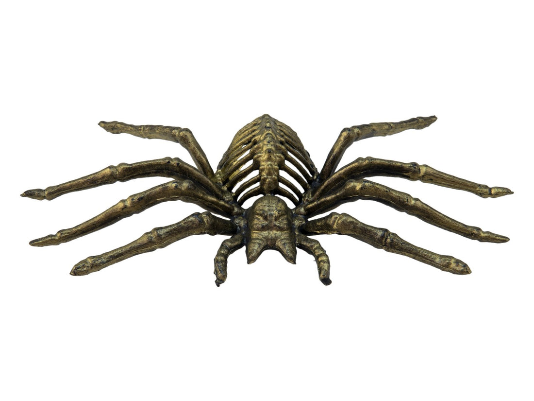 EUROPALMS Skelett-Spinne in Gold – Halloween Dekofigur 11 cm