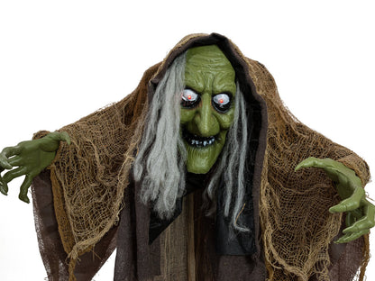 EUROPALMS Halloween Figur Hexe buckelig, animiert, 145cm