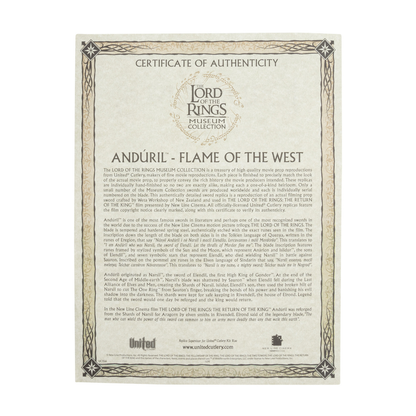 Herr der Ringe - Anduril Schwert - Museum Collection