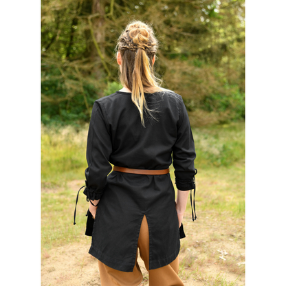 Mittelalter Tunika „Ylva“ für Damen – Wikinger &amp; LARP Kleidung Schwarz