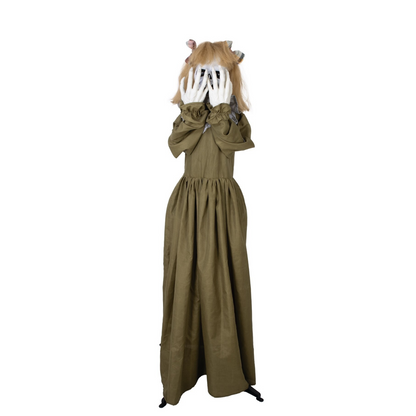 Animierte Horrorfigur Creepy Lilly mit LED Licht &amp; Sound – Halloween-Deko 160 cm