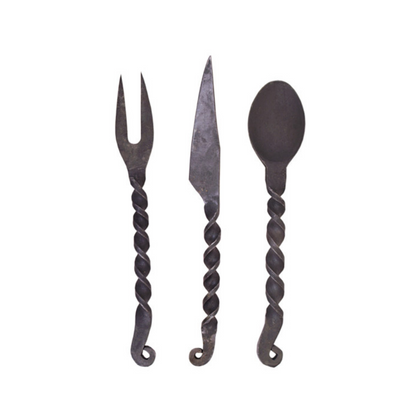 Essbesteck- 3-teilig Messer, Gabel, Löffel mit Tasche