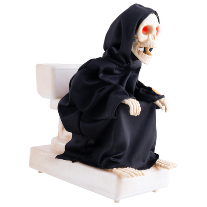 Skelett Holger auf Toilette, 35 cm, animiert