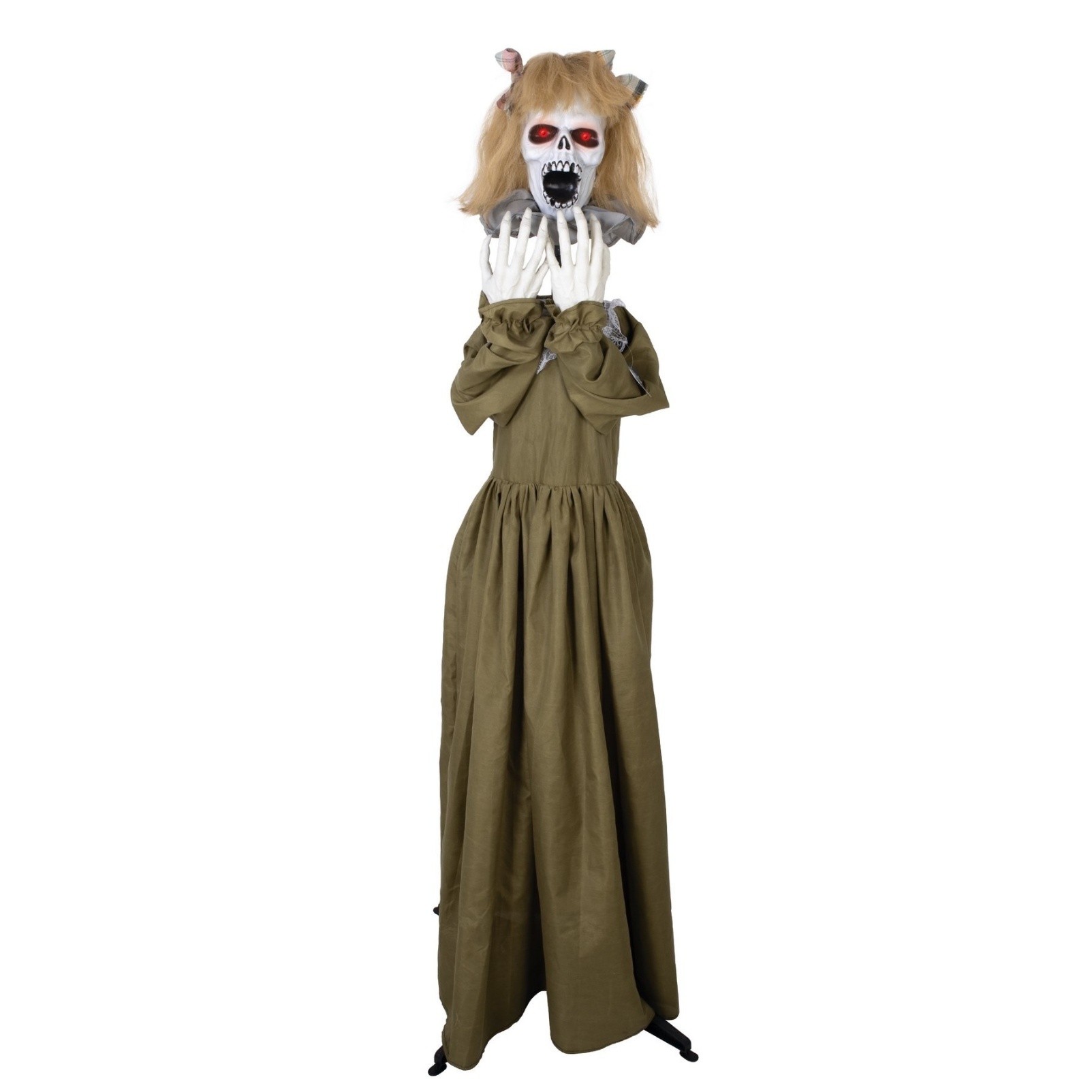 Animierte Horrorfigur Creepy Lilly mit LED Licht &amp; Sound – Halloween-Deko 160 cm