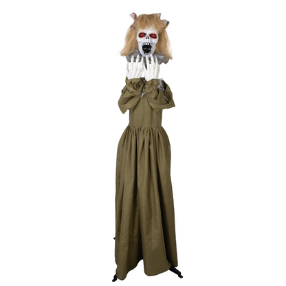 Animierte Horrorfigur Creepy Lilly mit LED Licht &amp; Sound – Halloween-Deko 160 cm