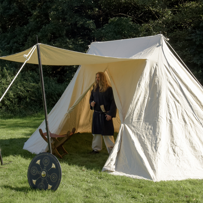 Sachsenzelt Jorvik – 3x5m Mittelalterzelt aus Baumwolle mit Vorbau