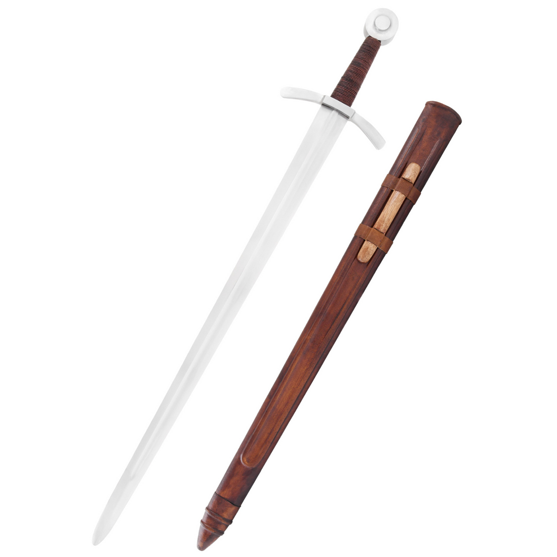 Kreuzritter Scheibenknauf-Schwert m. Scheide, Schaukampf, SK-B