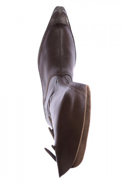 Schnabelstiefel mit drei Schnallen, dunkelbraun