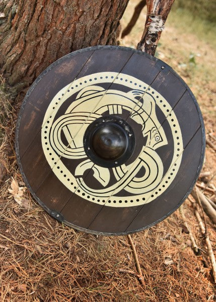 Wikingerschild mit Greiftier-Motiv, handbemalt, 61 cm