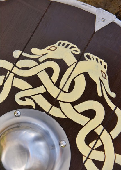 Angelsächsischer Schild mit Schlangenmotiv und Runen, 61 cm