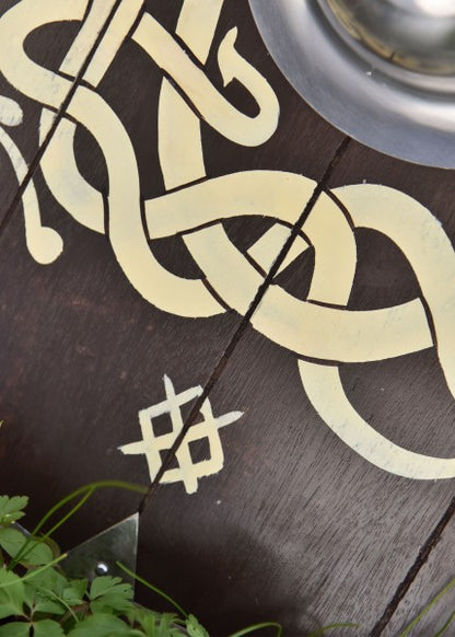 Angelsächsischer Schild mit Schlangenmotiv und Runen, 61 cm