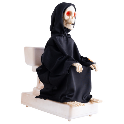 Skelett Holger auf Toilette, 35 cm, animiert