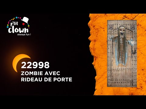 Hängender Zombie mit Türvorhang &amp; LED Licht – Halloween-Deko 100 cm
