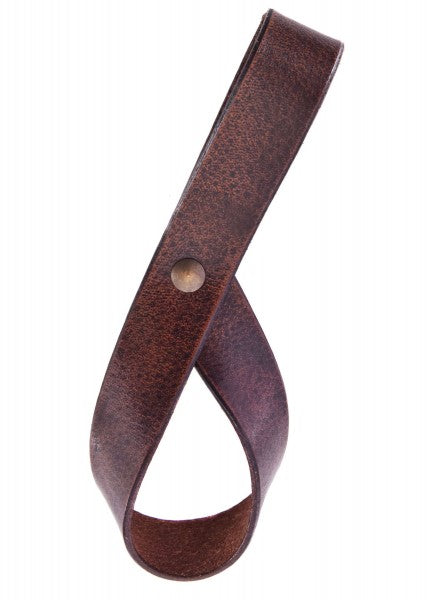 Einfacher Gürtelhalter für Trinkhorn aus Leder, Hornhalter, dunkelbraun