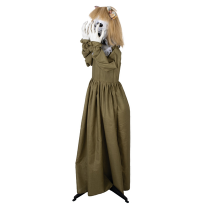 Animierte Horrorfigur Creepy Lilly mit LED Licht &amp; Sound – Halloween-Deko 160 cm