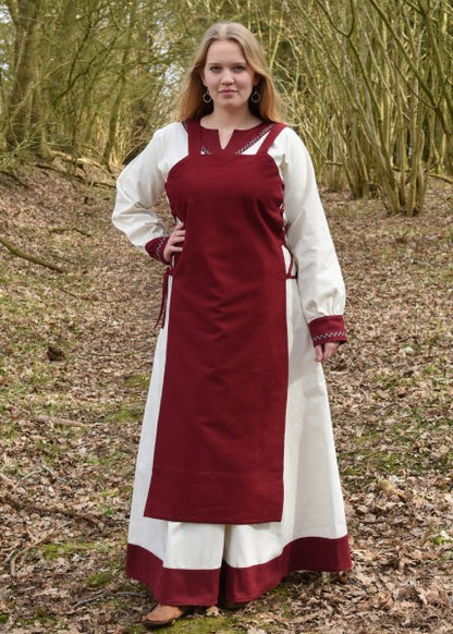 Wikinger Überkleid, Trägerkleid Tinna, weinrot