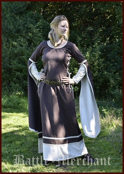 Mittelalterkleid Dorothee, braun/natur