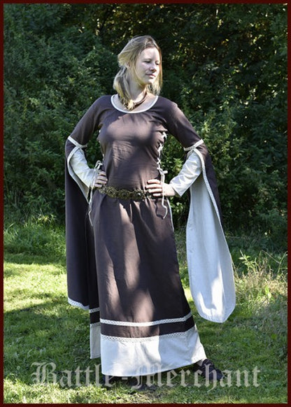 Mittelalterkleid Dorothee, braun/natur