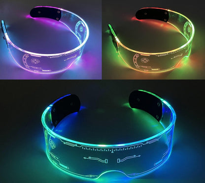 Cyberpunk LED Brille – 7 Farben Neon-Leuchtbrille für Party, Rave &amp; Cosplay