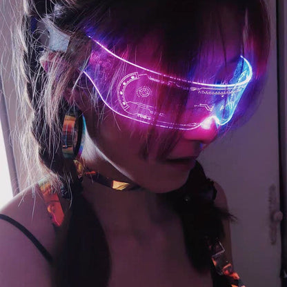 Cyberpunk LED Brille – 7 Farben Neon-Leuchtbrille für Party, Rave &amp; Cosplay