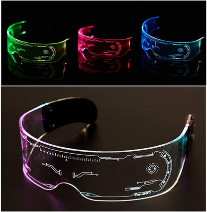 Cyberpunk LED Brille – 7 Farben Neon-Leuchtbrille für Party, Rave &amp; Cosplay