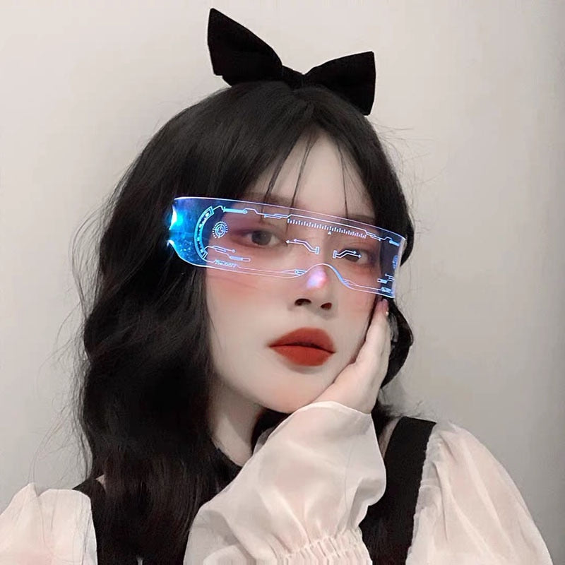 Cyberpunk LED Brille – 7 Farben Neon-Leuchtbrille für Party, Rave &amp; Cosplay