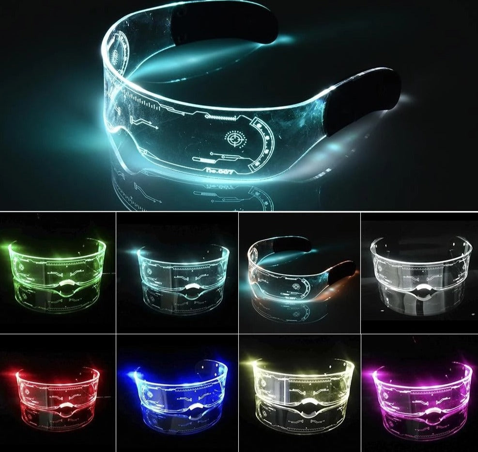Cyberpunk LED Brille – 7 Farben Neon-Leuchtbrille für Party, Rave &amp; Cosplay