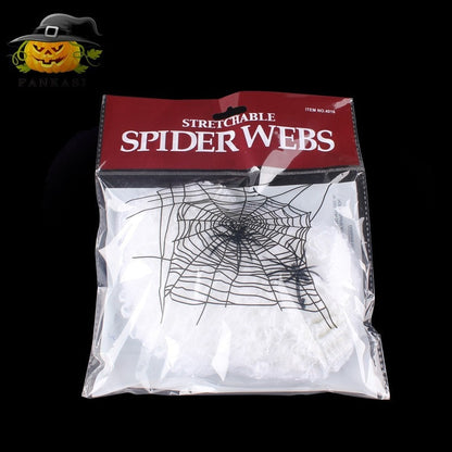 Halloween Spinnennetz-Set: 5 Farben (Schwarz, Weiß, Grün, Orange, Lila), UV-aktiv, 60 g mit 4 Kunststoffspinnen