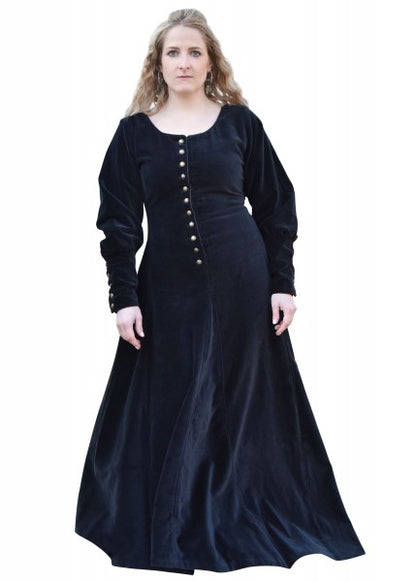 Cotehardie Isabell aus Samt, Mittelalterkleid, schwarz
